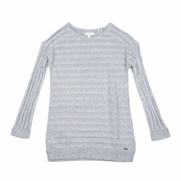 Barbour Sweaters - Barbour Knit Sweater Women Medium Gray Ribbed Cotton Pullover Lightweight Casual